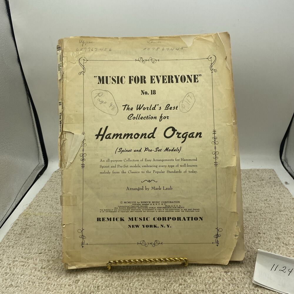 “Music For Everyone “ No 18-for the Organ~Sheet Music Book~by Mark Laub